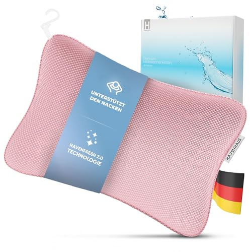 HAVENHAUS Premium Badewannenkissen rosé | Badekissen für Badewanne schnelltrocknend & extra große Saugnäpfe für festen Halt | Nackenkissen Badewanne waschbar | Badewannen Kissen für Nacken Entspannung