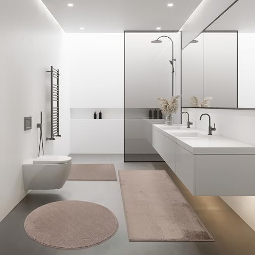 Paco Home Badezimmerteppich Badematte Badteppich Waschbar rutschfest Weich Modern Einfarbig, Grösse:40x55 cm, Farbe:Braun