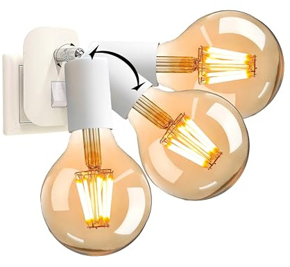 TRANGO 11-061A LED-instickslampa inkl. 1x 4 watt 2500K guld varmvit E27 LED-lampa i vit matt *ANNA* vägglampa, läslampa, nattlampa, vägglampa, kökslampa, plug-in lampa