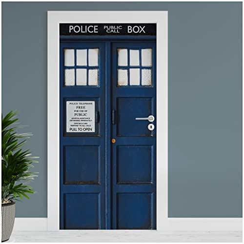 Finest Folia Türfolie 90x200 cm Türtapete Türposter Folie für Tür Wohnzimmer Kinderzimmer Küche Türaufkleber Bad Aufkleber selbstklebend TF01 (07 Policebox)