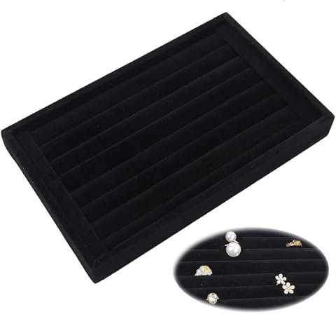 BustlworVassoio per Display ad Anello in Velluto, Porta Gioie da Cassetto Anelli, Vassoio di Visualizzazione, Espositore per Gioielli da Banco, Organizzazione Domestica e Conservazione