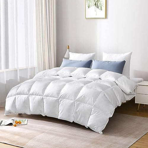 HOMES-LINEN Duck Down Quilted Tog Duvet 100% Microfiber Cover Hypoallergenic Warm Cosy Duck Feather and Down Filled Quilt (13.5 Tog, King)