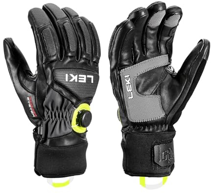 LEKI Griffin Tune 3D Boa Handschuhe, Black-Graphite-Ice Lemon, EU 8
