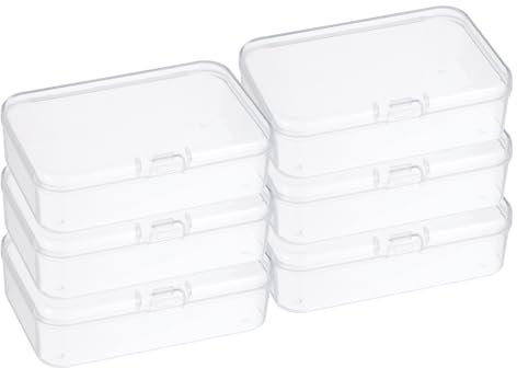 PATIKIL Caja de Almacenamiento Transparente de 8.5x5.5x2.5 con Tapa Abatible Paquete de 6 Contenedores Apilables de Plástico Rectangular