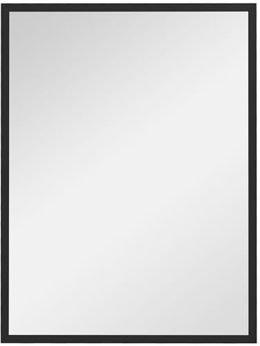 HOMCOM Specchio da Parete Rettangolare con Ganci, Specchio a Muro in Vetro e MDF, 60x80 cm, Nero