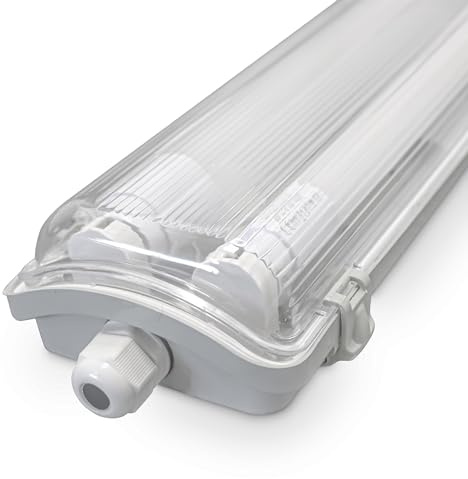 LUXULA LED Feuchtraumleuchte mit 2x18 Watt T8 LED-Röhren - 120cm 3600lm 4000K Neutralweiß - durchschleifbar - IP65 IK08 Wannenleuchte Werkstatt Keller Garage
