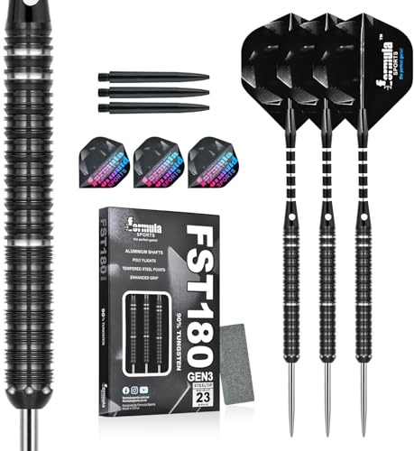 Formula Sports dartpilar med metallspets 90 % volfram ståldartpilar 3 stycken professionella steelarts i 21, 22, 23, 24 gram (9501–23 g)