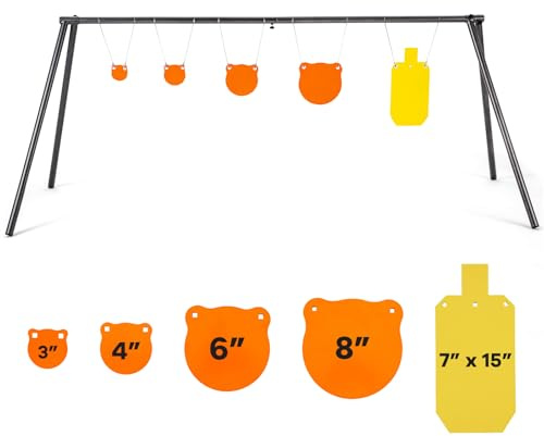 TEDEUM AR500 Target Stand with 3, 4, 6, 8 Gong Targets and 7x12 Torso Target, No Tools Required Assembly, Heavy Duty Shooting Practice Stand for Rifle and Pistol Training