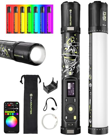 SUNCRAFTER RGB Tube Light TL30, 12 Handheld LED Light Stick for Photography Video, 2700K-10000K CRI96+ TLCI99+, 360° Magnetic Back, Smart APP Control, 5000mAh Battery