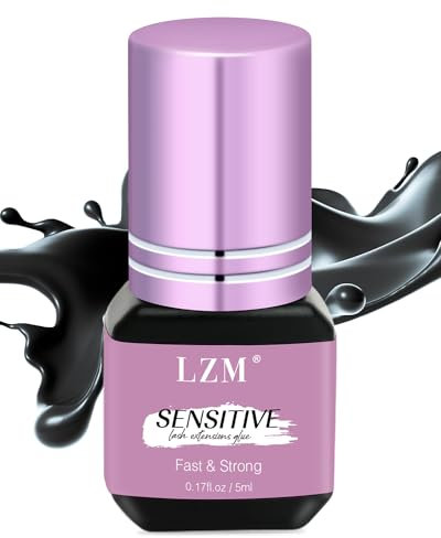 LZM Colla Ciglia Extension 0.17fl.Oz/5ml/1 Sec Tempo Asciugatura 6-7 Settimane Ritenzione Ipoallergenica Colla Per Extension Ciglia Senza Formaldeide