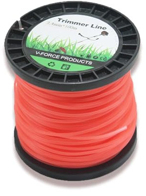 Huirongwinwin Trimmerfaden 2,4mm Mähfaden 5kant Sternförmig Freischneider Faden 2,4 Nylonfaden Motorsense Faden 100M Länge Mähfaden Ersatzfaden Rasentrimmer faden für Rasen,Rasenkanten Orange Rot