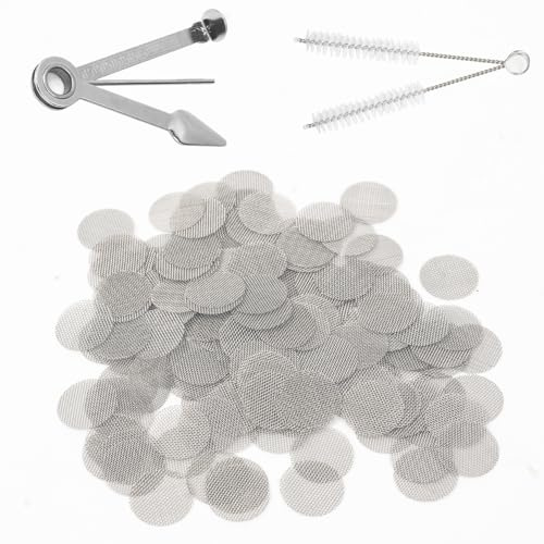 200 Stück pfeifensieb15mm,edelstahl rauchen pfeife filterung pfeifensieb, mit 3-in-1-Pfeifenschaber+2 pfeifenreiniger