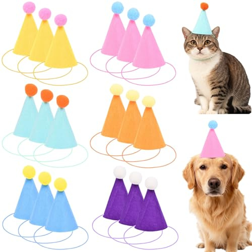 YOUNGSAY 18 cappelli da festa per animali di peluche, mini cappelli colorati fai da te, Ø 8,4 cm, mini cappelli da festa per bambini, bambole e animali domestici