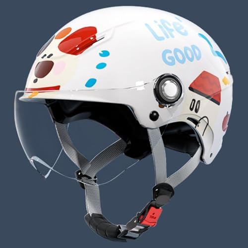 Casco De Moto Infantil Tipo Jet, Homologado ECE 22.06, con Visera Solar, para Niños Y Niñas De 3 A 12 Años. Casco De Moto Abierto para Niños. H,48-58cm