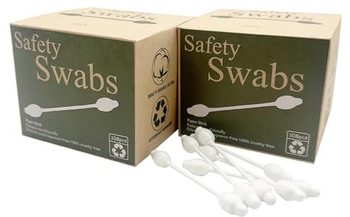 2 Packs Safety Cotton Swabs with Large Tip, Baby Cotton Buds 216pcs