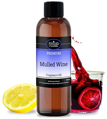 Mulled Wine Fragrance Oil 100ml, Perfume Oils for Christmas, Candles Making, Bath Bombs, Wax Melt, Soap & Oil Burners - Perfume Oils for Diffuser, Aromatherapy - Vegan Friendly & Made in UK