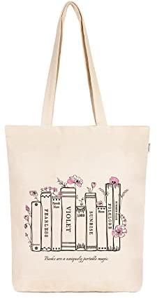 Eco Right Borsa da donna in tela estetica: spaziosa, chiusura con cerniera, riutilizzabile, ideale per spiaggia, shopping