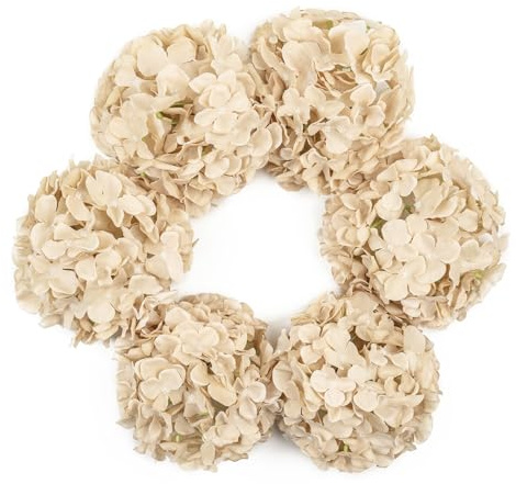 DuHouse 22,1 cm teste di ortensie in seta con steli, fiori finti ortensie per fai da te, centrotavola per matrimoni, decorazione per la casa, confezione da 6 (sabbia)