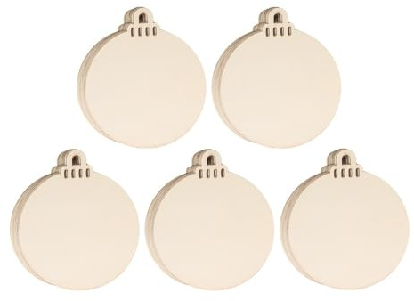 Ideen mit Herz Bolas de madera para árbol de Navidad, 9,3 x 7,9 cm, planas, 1,7 mm de grosor, 50 unidades
