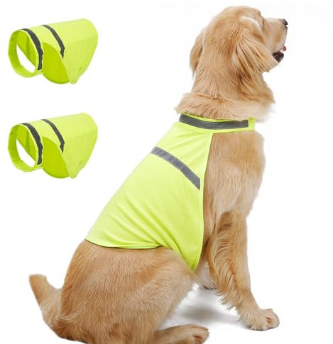 Warnweste für Hunde, 2 Stuck Reflektierende Hund Sicherheitsweste, Verstellbar Hohe Sichtbarkeit Hundeweste mit Klettverschluss für mehr Sicherheit im Dunkeln