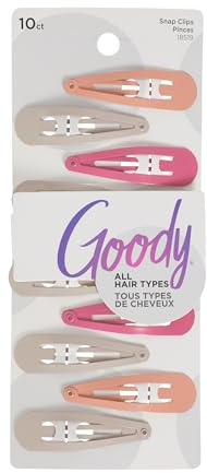 Goody Snap & Go Metal Contour Clips, 10 Count, Warm Tones, Snap Clips, Suitable for All Hair Types, Pain-Free Hair Accessories for Women, Men, and Kids, All Day Comfort