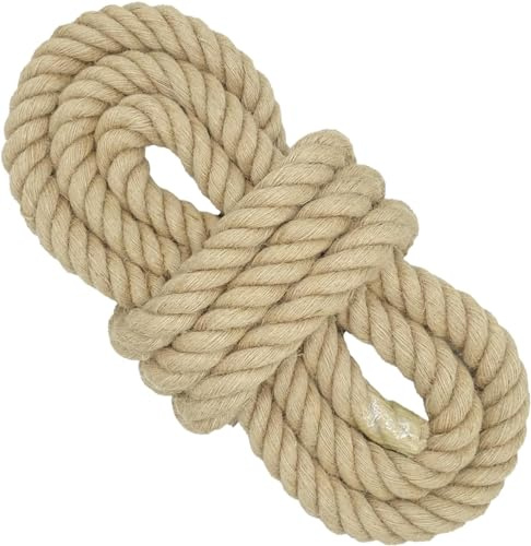 10 mm * 30 m Cuerda de Yute, Cuerda oscilante Trenzada de 4 hebras, Cuerda de Tira y afloja de Alta Resistencia, Cuerda de arpillera para Manualidades jardinería Hamaca barandillas Muelle