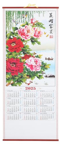 Warmhm Calendriers Chinois 2025 Calendriers Lunaires de L'année Du Serpent Suspendus Du Serpent Du 2025 à Défilement en Imitation Rotin pour Le Nouvel an