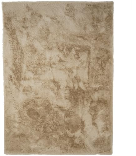 Consilio Concept Cloud Fellteppich 80x150 beige braun Teppich Supersoft 39 mm Höhe Soft weich Hasenfell Imitat beige braun Wohnzimmerteppich Kinderzimmerteppich Küchenteppich Flurteppich