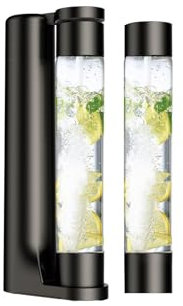 Máquina de agua con gas, seltzer y carbonatador para bebidas, dispensador de vapor de soda, máquina carbonatadora con 2 botellas sin BPA, compatible con cilindro de CO2 atornillado de 60 L (no