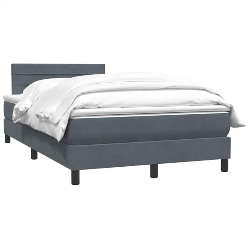 vidaXL Cama Box Spring con colchón Terciopelo Gris Oscuro 120x220 cm, boxspring, Camas con somier, Muebles de Dormitorio, Cama con somier, Cama