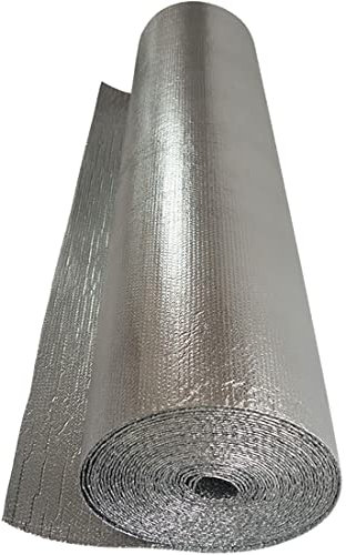 Pellicola riflettente per radiatori, barriera al vapore riflettente, rotolo isolante riflettente al calore su entrambi i lati, barriera radiante, foglio isolante in alluminio a bolle da 4-5 mm per ca