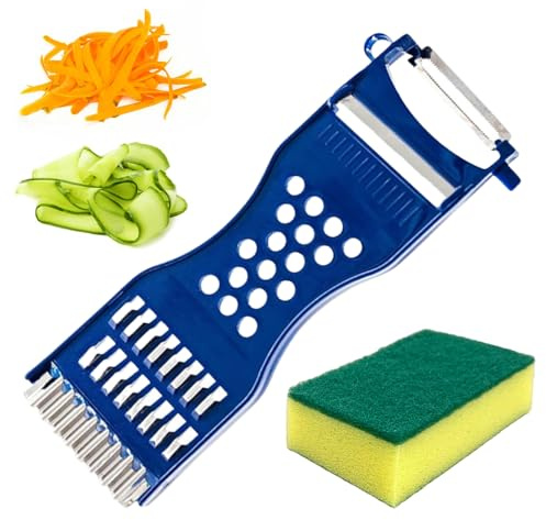 Xanthelle Juego de ralladores de verduras con esponja de limpieza, rallador multifuncional 6 en 1 para verduras, pelador de juliana, pelador de papas y cortador de frutas