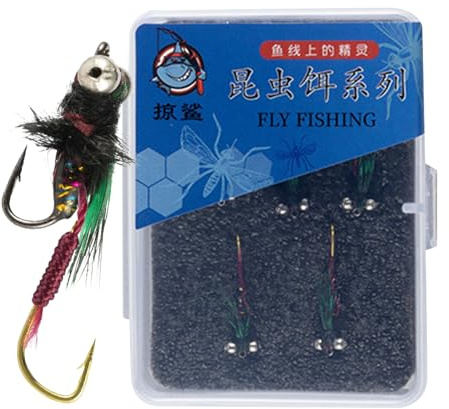 Assortiment de 5 appâts à la mouche, appâts à la main, truite, perche, mouches | Accessoires de pêche réalistes pour la pratique et les compétitions tôt le matin Eau plate par temps nuageux
