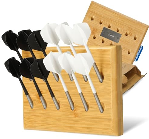 Bullix - Soporte de pared para 12 dardos, almacenamiento perfecto para dardos blandos y dardos de acero, color natural