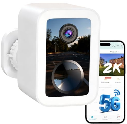 Funstorm 2K Wireless Security Camera Outdoor, 5GHz/2.4GHz Dual-Band WiFi Battery Powered Home Security Camera with Free Cloud Storage, Color Night Vision, AI Motion Detection, Spotlight & Siren, IP66