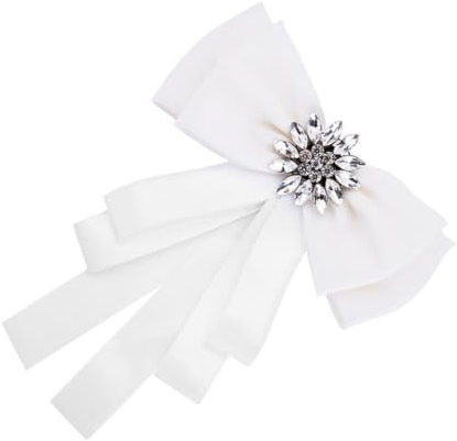 Holibanna Épingle Créative Blanche en Alliage et Tissu Nœud Décoratif et Clip-on, Accessoire Élégant pour Chemise, pour Cocktail et Banquet