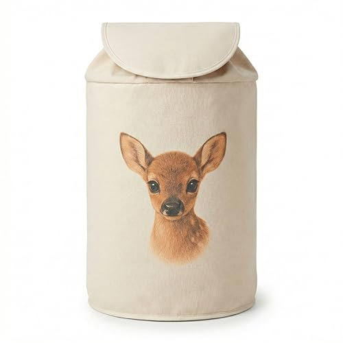MyLittleNido Cestas almacenaje juguetes animales Organizador juguetes infantil Cesta bebe recién nacido niño Cestas Regalo bebe Cesta almacenaje infantil Cesto ropa sucia con tapa (Cervatillo)