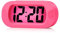 Plumeet Digital Alarm Clock Travel Clock with Snooze and Nightlight - Easy to Set Simple Bedside Alarm Clocks for Kids - Ascending Sound - Battery Powered (Pink)