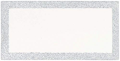 (PKT) Adult 50 Pack Silver Glitter Place Cards Wedding Stationery