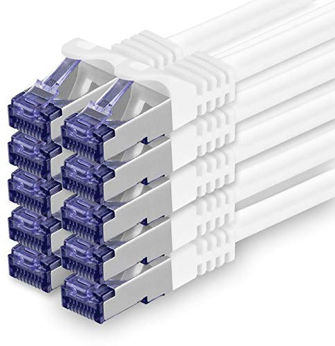 1aTTack.de 10x 0.25 M CAT7 Netzwerkkabel - 10 Gigabit - RJ45 Patchkabel Ethernet Kabel (SFTP PIMF LSZH CU) - für DSL LAN Switch Modem Router Patchpanel CAT7 CAT6 CAT5 - weiß