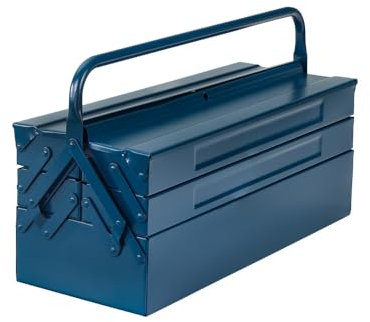 Dönges Metall Werkzeugkasten leer mit 6 Fächern | HxBxT 53 x 20 x 20cm, mit 21 L Volumen | Robust & zuverlässig Made in EU | Retro Profi Werkzeugkoffer ohne Werkzeug | Werkzeugkiste, werkzeugbox