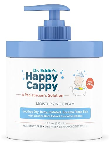 Happy Cappy Moisturizing Cream - Baby Cream for Eczema-Prone Skin, Dry Skin Lotion for Infants, Toddlers & Kids, Pediatrician-Formulated, Gentle, Paraben Free, Hypoallergenic, Sulfate Free - 12 fl oz