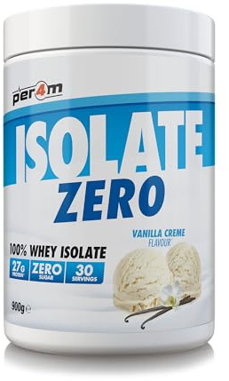 Per4m Isolate Zero Premium Whey Protein Powder | Superior Flavour Ultra Filtered + Amino Acids | Fast Absorbing Zero Sugar Gluten Free Shake for Lean Muscle & Recovery (900g, Vanilla Creme)