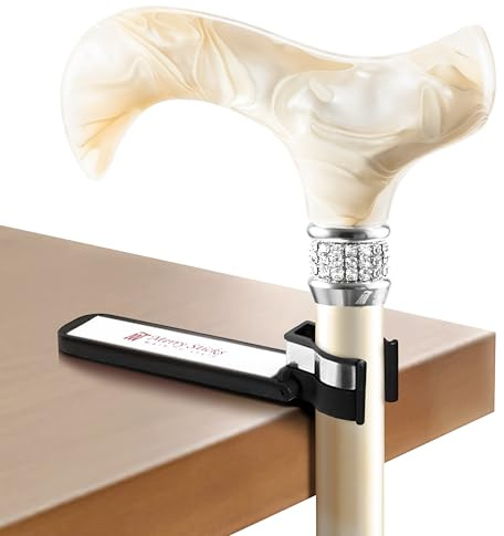 Merry Sticks Walking Cane Holder, Smart Reflective Cane Holder Clip for Table, Walking Stick Accessories for Senior, Portable, Foldable, and Convenient