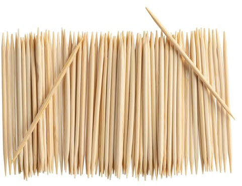 Comfy Package [2000 Unidades] Palillos de Dientes de Bambú – Palillos de Madera Redondos con Puntas Doble para Dientes