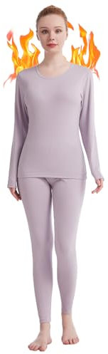 Fomolom Thermounterwäsche Damen einfarbig ultraweich Lange Thermo Unterhose Skiunterwäsche Warme Thermowäsche Set