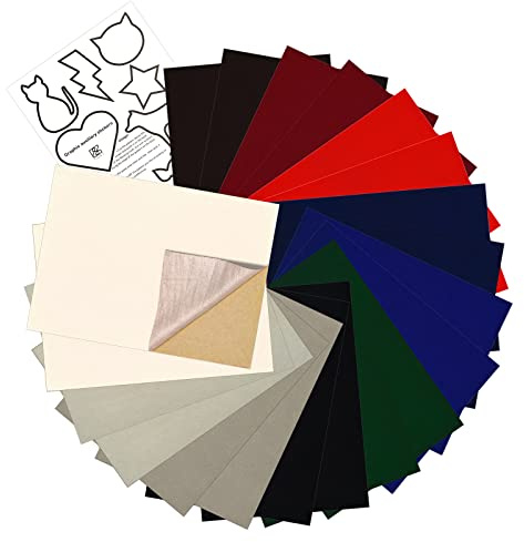 20 Pcs Self-Adhesive Velvet Flocking Liner Sheet(Multi-Color) | for Jewelry Box Decoration,DIY Flocking Sewing Material