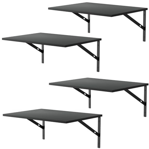 Deep Floating Wall Shelves - 4 Sets of 12 Inch Wide Black Wood Shelves for Bathroom, Bedroom, Kitchen, Living Room