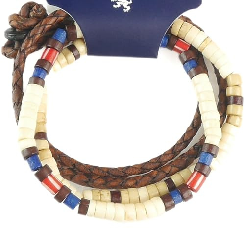 LOCAL LEAGUE SET DI BRACCIALI DI PERLINE DA SURFISTA UOMO in Corda Multistrato SURF CREW HAWAII Cordoncino in Vera Pelle Braccialetti Regolabile Intrecciato per Fidanzato, Vacanze Spiaggia, Bianco