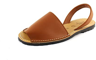 Avarcas Damen Spanische Leder Sandalen Menoquinas Menorca Sandaletten 5 Farben 36 37 38 39 40 41 (Braun, eu_footwear_size_system, adult, women, numeric, medium, numeric_38)